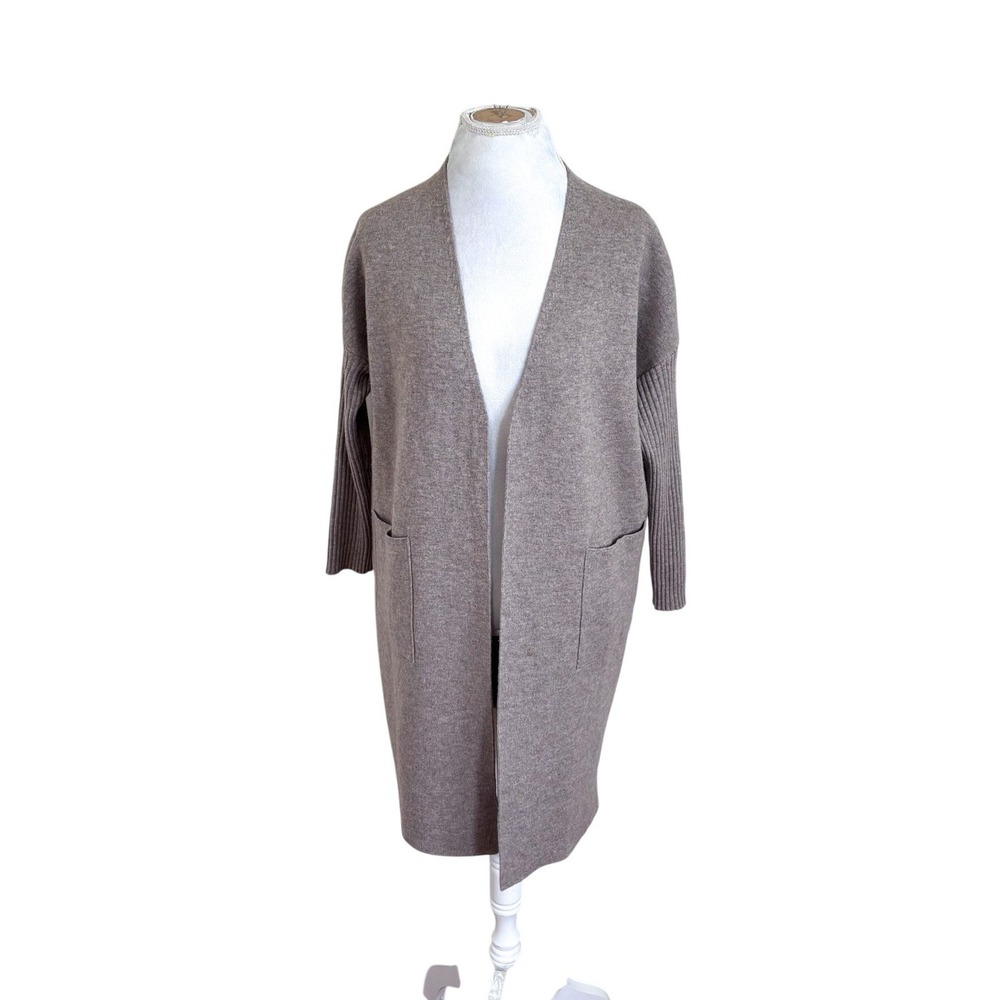 Mer Sea Wool Cashmere Open Cardigan XS/S Tan Oversized Quiet Luxury Minimalist